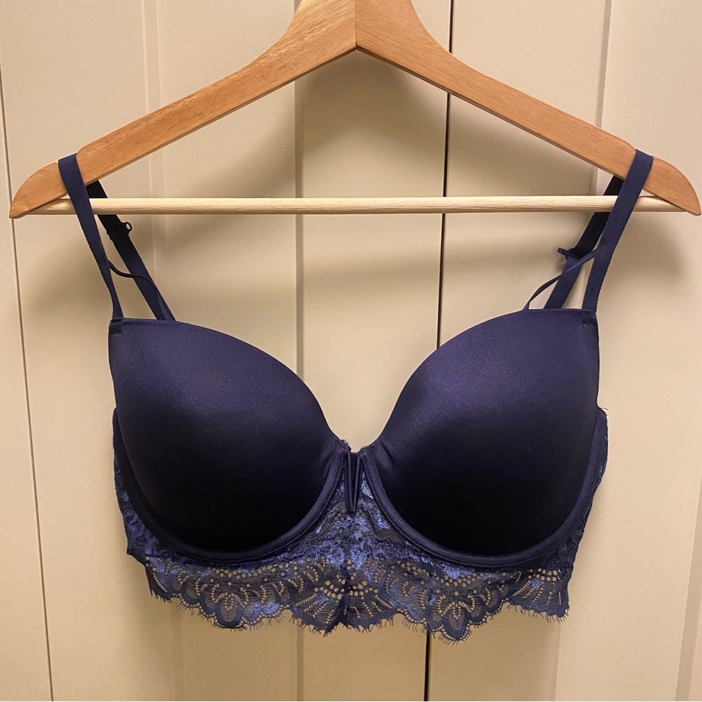 La SENZA Navy Lace Longline Push-Up Bra